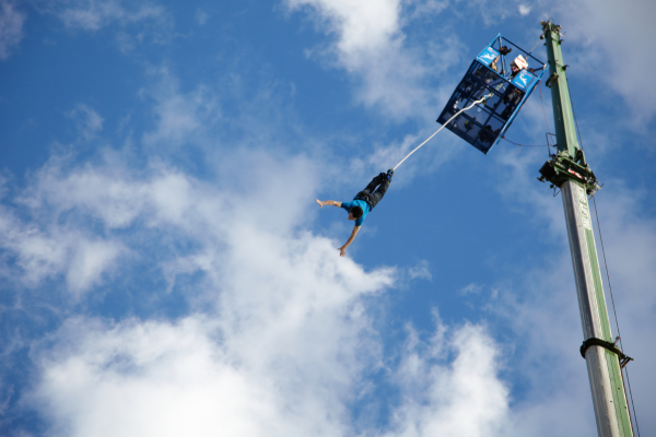 A person doing a bungee jump