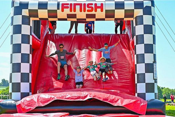 The finish inflatable slide in the Guildford 5km inflatable race